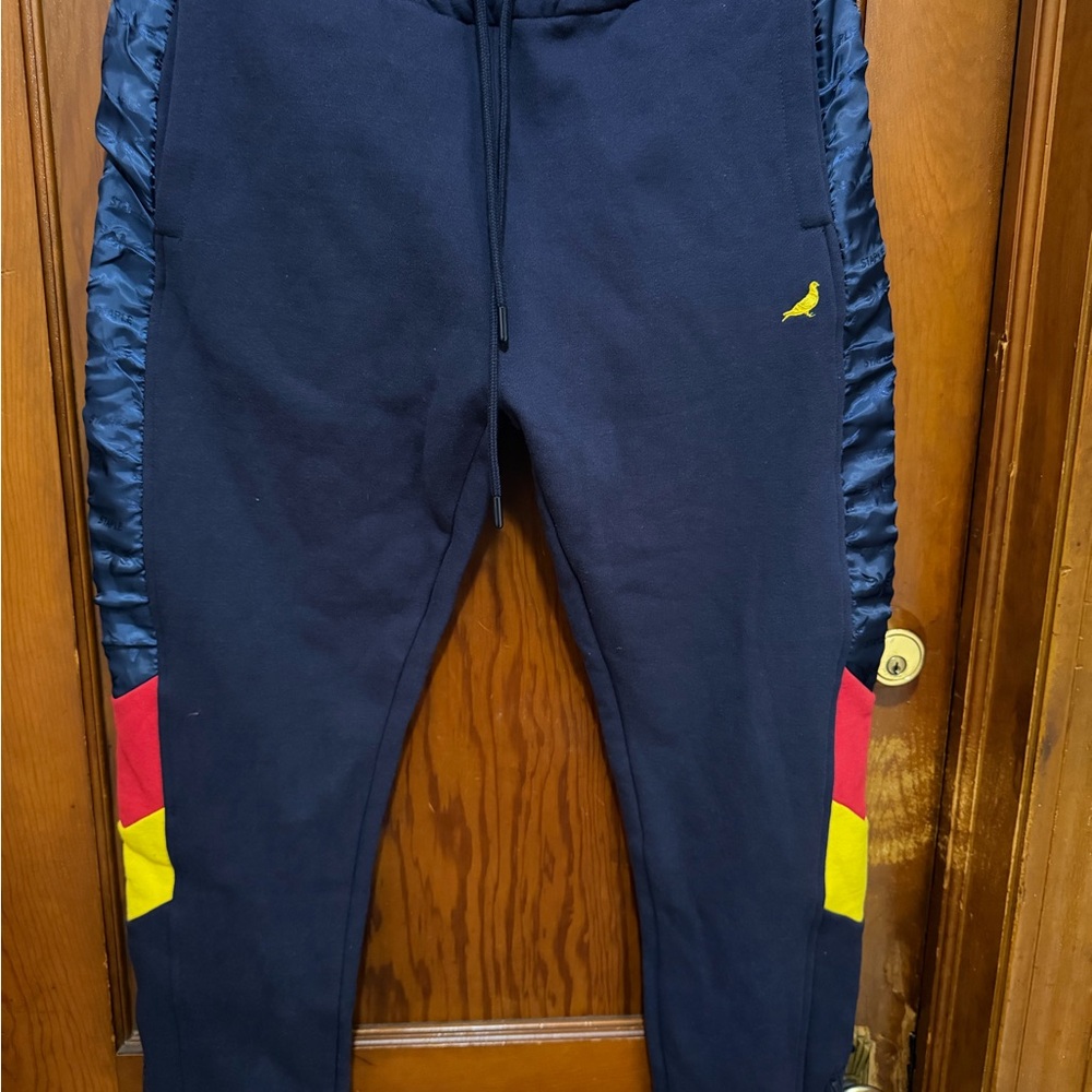 Staple Navy Jogger Pants with Yellow Pigeon Accent